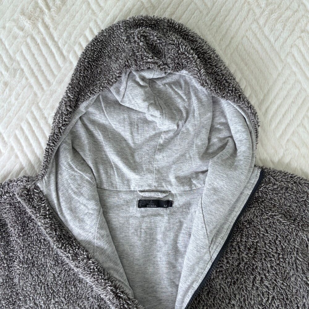 prAna Women's M Polar Escape Half Zip Sherpa Fleece Hoodie Gray Pullover Cozy - Picture 4 of 8